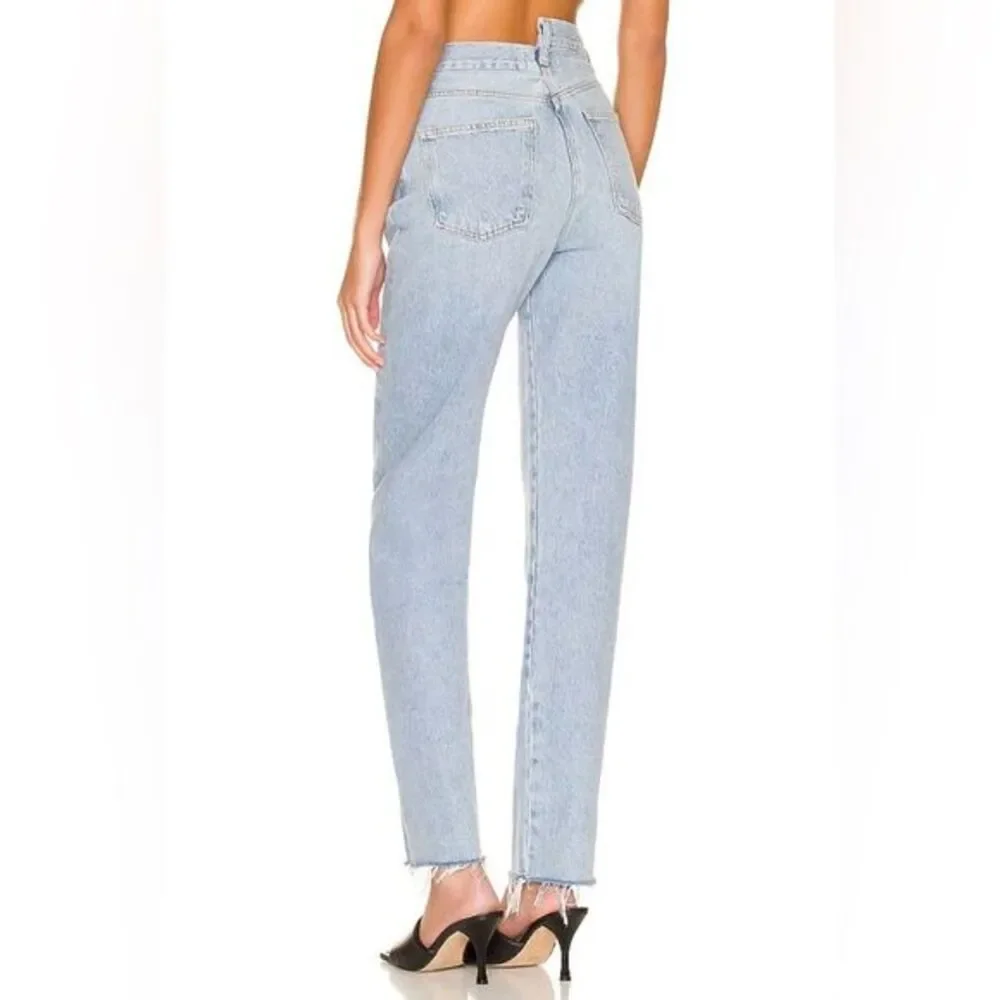 Agolde Criss Cross Straight Jeans Light Blue 28 Raw‎ Hem